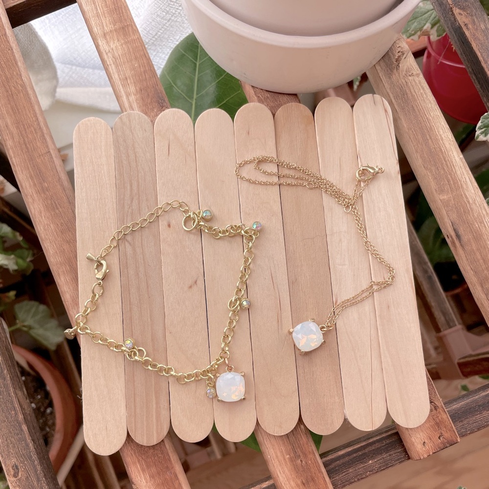 Handmade necklace and charm bracelet set